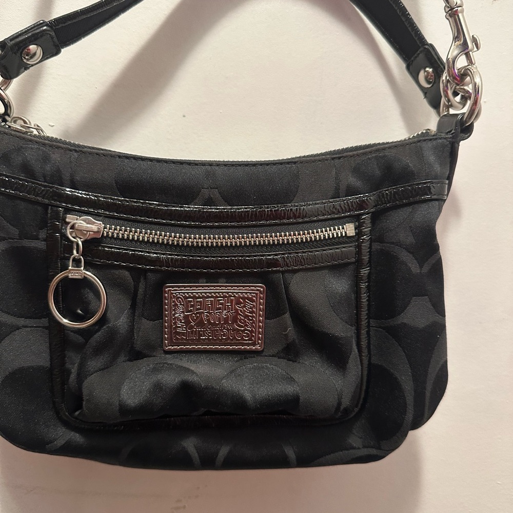 Coach poppy Black Signature Canvas Shoulder Bag with Silver Nº M0926 14562
